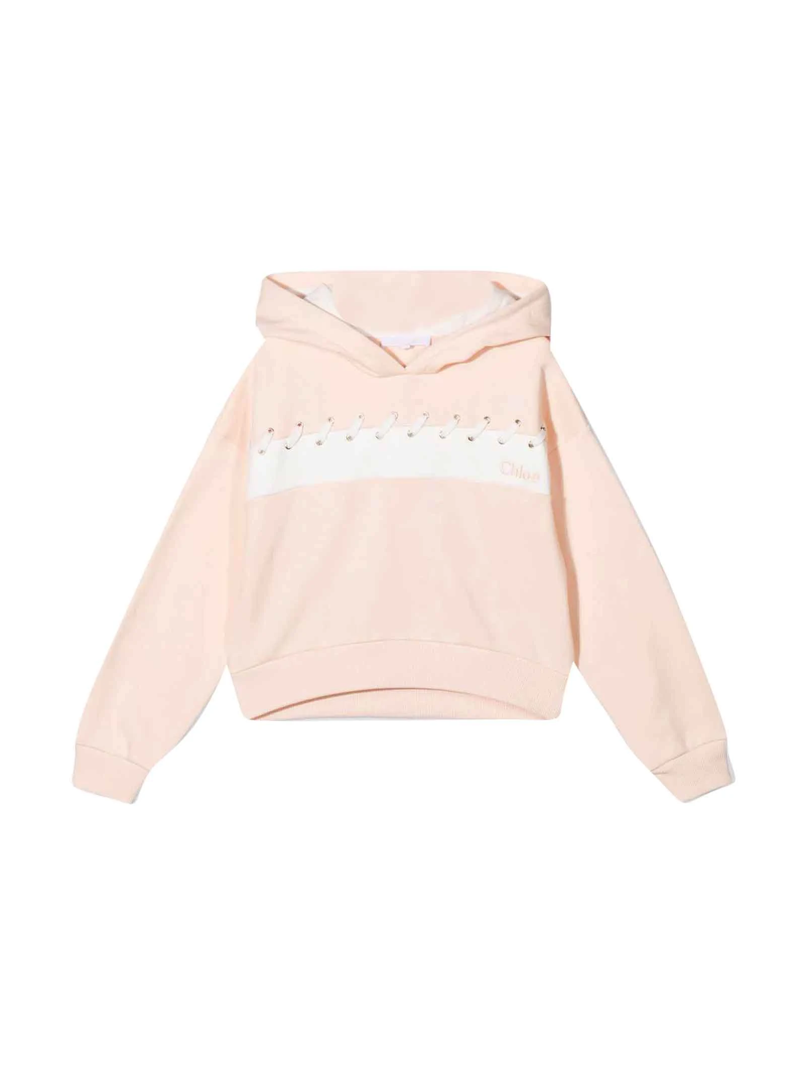 商品Chloé|CHLOE' 女童粉色棉质连帽卫衣 C15D39-45F,价格¥889,第1张图片