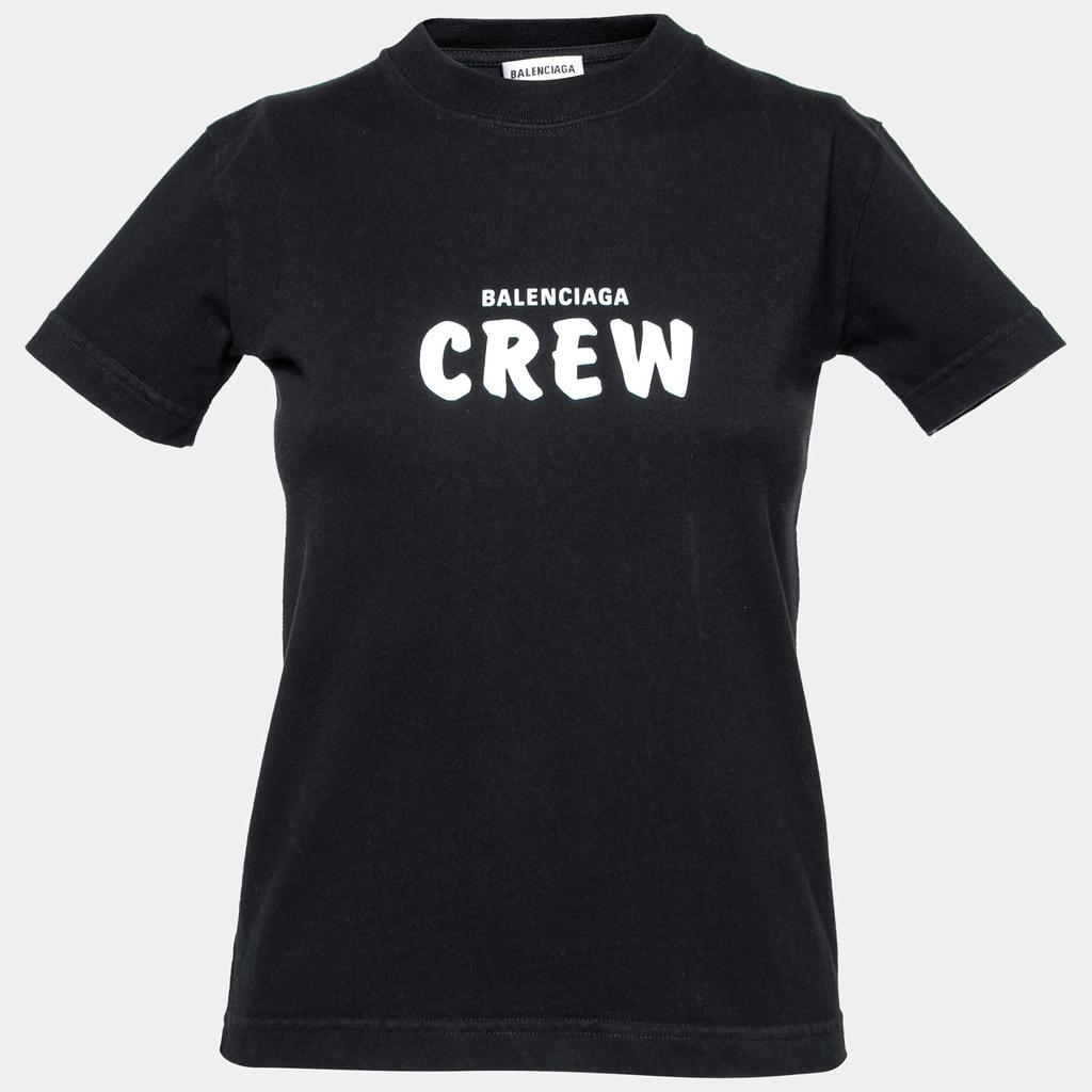 Balenciaga Black Logo Print Cotton Crewneck T-Shirt XS商品第1张图片规格展示
