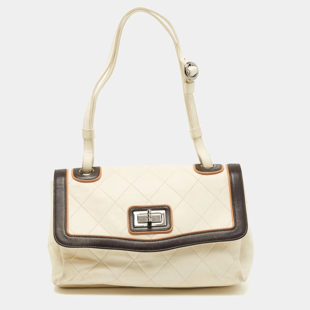 商品[二手商品] Chanel|Chanel Cream/Brown Quilted Leather Country Club Flap Bag,价格¥5284,第1张图片