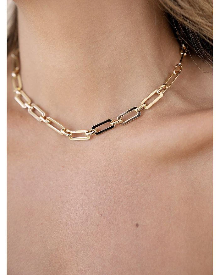 商品Ettika Jewelry|Golden Flat Rectangle Chain Necklace, 15",价格¥368,第2张图片详细描述