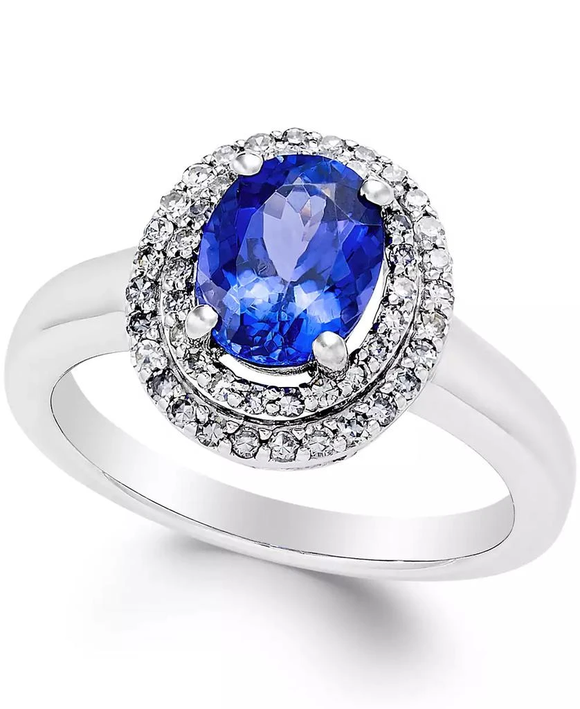 商品Macy's|Tanzanite (1-1/2 ct. t.w.) and Diamond (1/3 ct. t.w.) Ring in 14k White Gold,价格¥10769,第1张图片