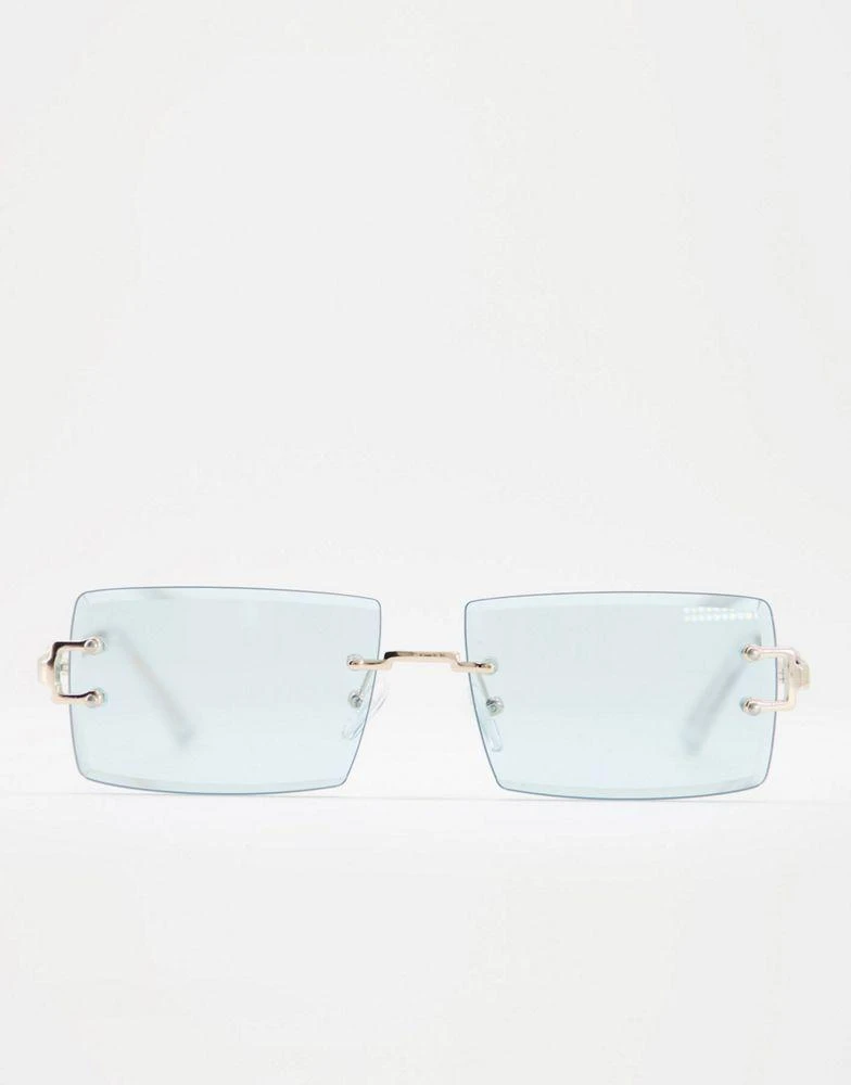 商品ASOS|ASOS DESIGN rimless mid square sunglasses with temple detail in green,价格¥78,第4张图片详细描述