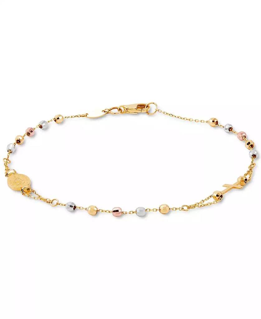 商品Macy's|Tricolor Rosary Bracelet in 10K Gold, White Gold, & Rose Gold,价格¥2160,第3张图片详细描述