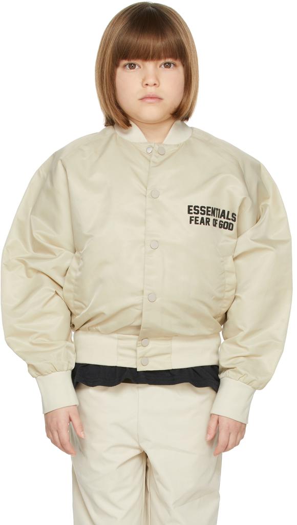 Kids Beige Baseball Jacket商品第2张图片规格展示