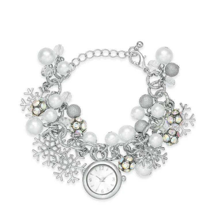 商品Charter Club|Holiday Lane Silver-Tone Snowflake Timepiece Charm Bracelet, Created for Macy's,价格¥221,第1张图片