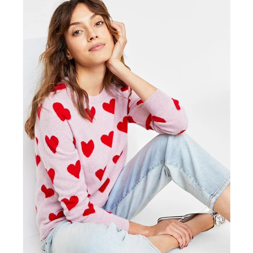 商品Charter Club|Women's Heart Crewneck 100% Cashmere Sweater, Created for Macy's,价格¥1489,第1张图片