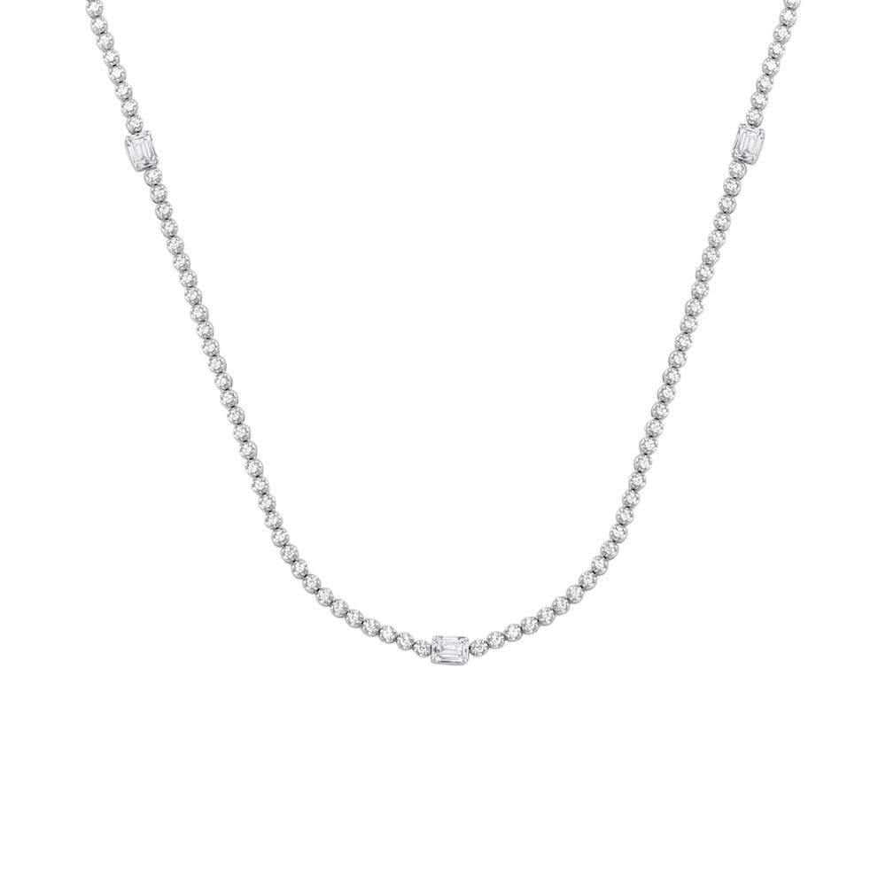Lab Grown Diamond Round- & Emerald-Cut 17" Collar Necklace (3 ct. t.w.) in 14k White Gold商品第1张图片规格展示