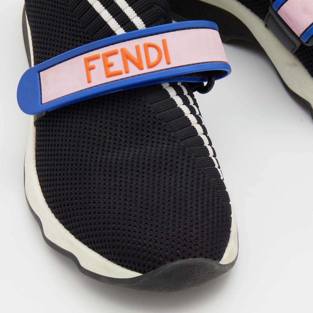 Fendi Black Knit Fabric Rockoko Low Top Sneakers Size 36商品第7张图片规格展示