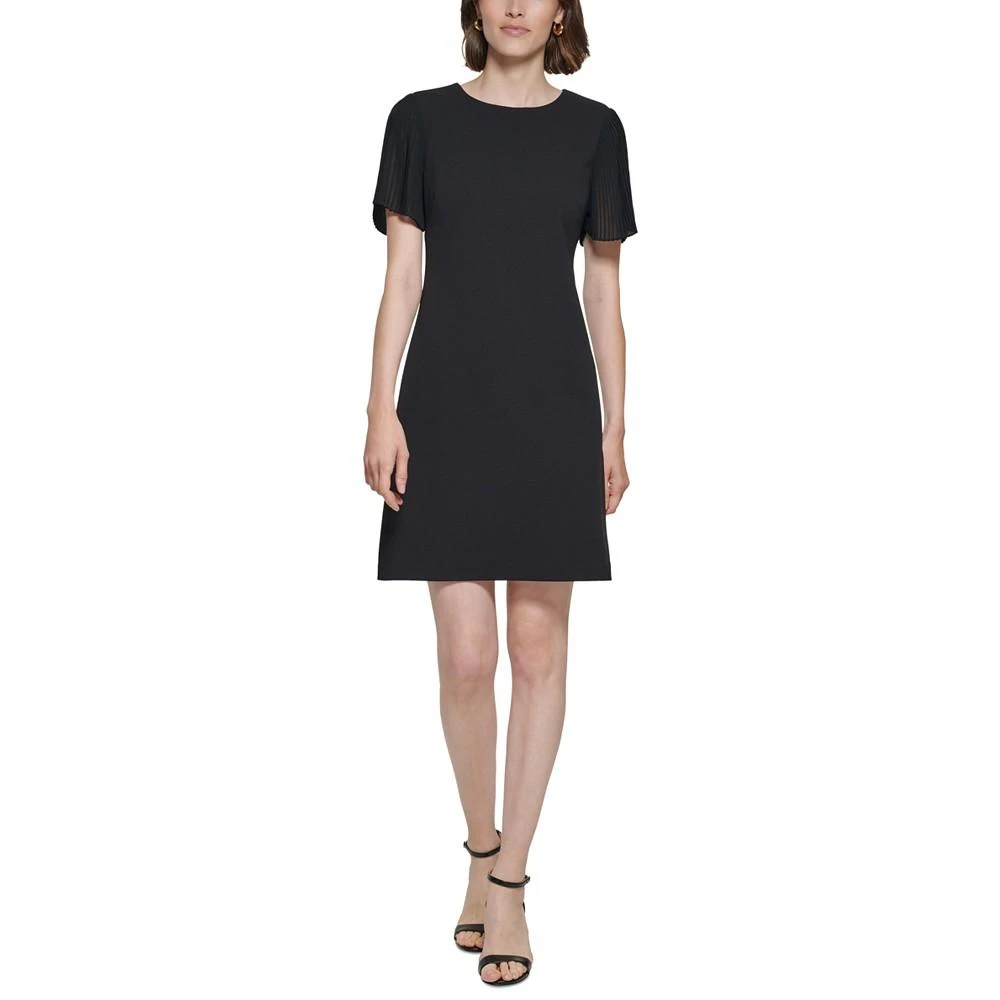 商品Tommy Hilfiger|Petite Pleated Chiffon-Sleeve Dress,价格¥324,第1张图片