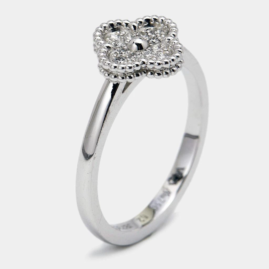 商品[二手商品] Van Cleef & Arpels|Van Cleef & Arpels Sweet Alhambra Diamond 18K White Gold Ring Size 52,价格¥19725,第1张图片