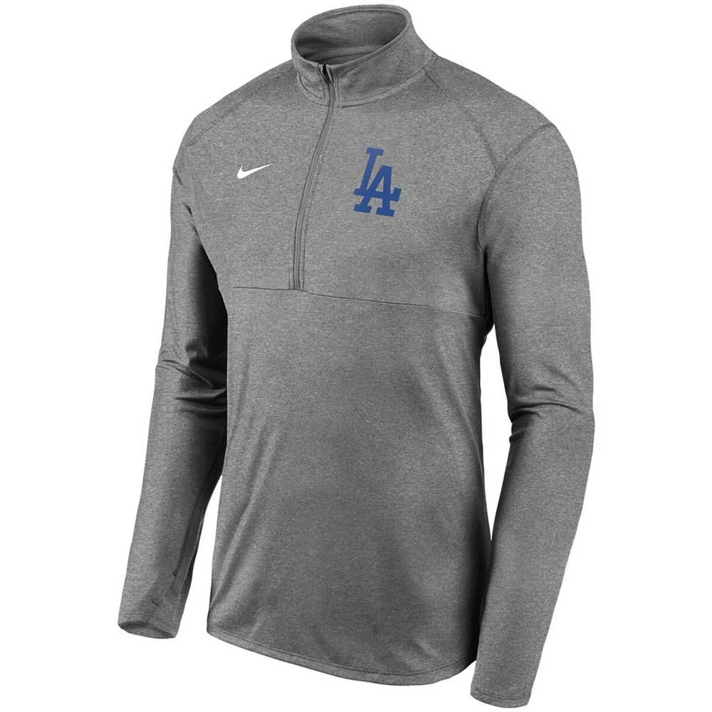 商品NIKE|Men's Gray Los Angeles Dodgers Team Logo Element Performance Half-Zip Pullover Jacket,价格¥392,第3张图片详细描述