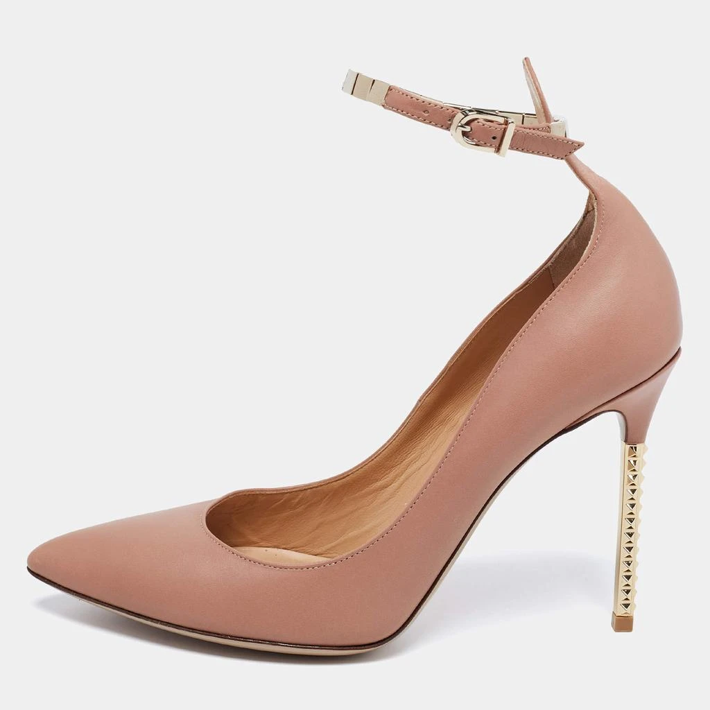 商品[二手商品] Valentino|Valentino Beige Leather Ankle Strap Pumps Size 38,价格¥2560,第1张图片