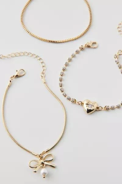 商品Urban Outfitters|Bow Heart Chain Bracelet Set,价格¥192,第3张图片详细描述