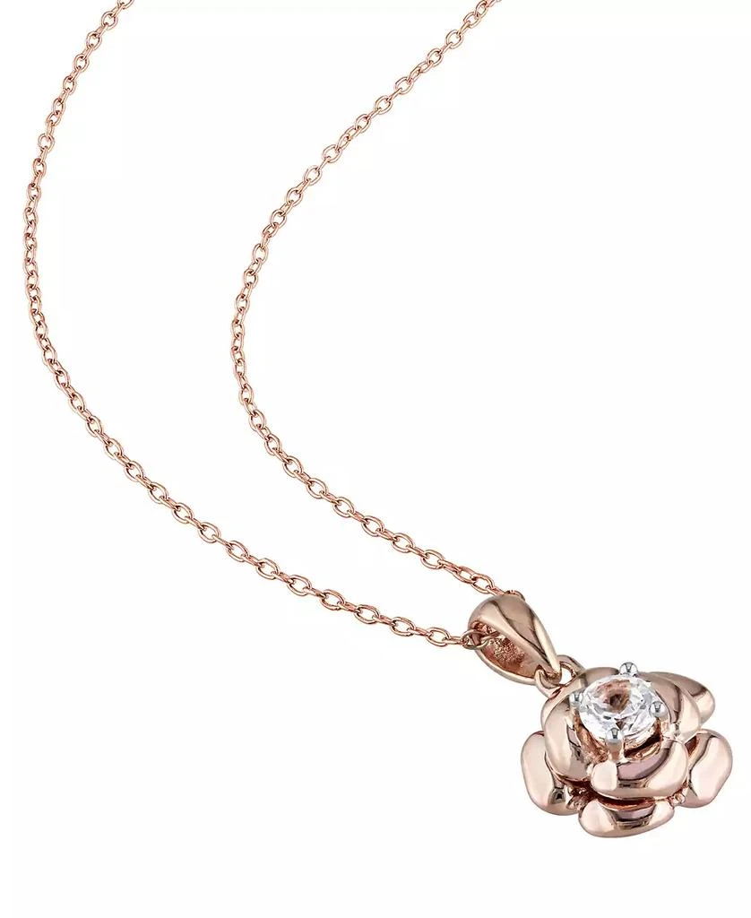 商品Macy's|Lab-Grown White Sapphire Rose 18" Pendant Necklace (1/3 ct. t.w.) in Rose-Plated Sterling Silver,价格¥535,第3张图片详细描述