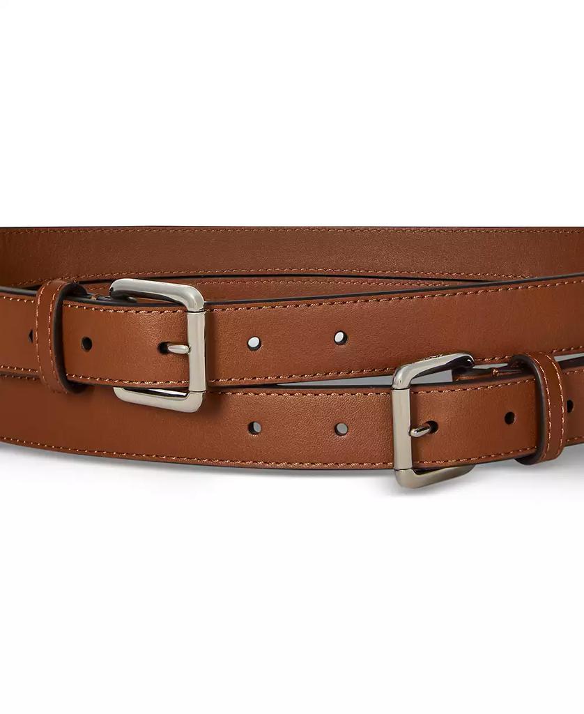 Ralph Lauren Double-Buckle Stacked Wide Leather Belt - Belts 