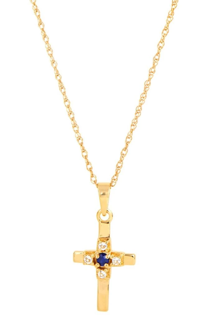 商品Savvy Cie Jewels|Yellow Gold Vermeil Sapphire & CZ Cross Pendant Necklace,价格¥378,第1张图片