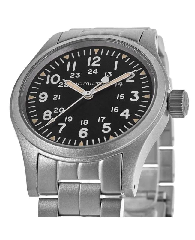 商品Hamilton|Hamilton Khaki Field Mechanical Manual Winding Black Dial Steel Men's Watch H69439131,价格¥4285,第3张图片详细描述