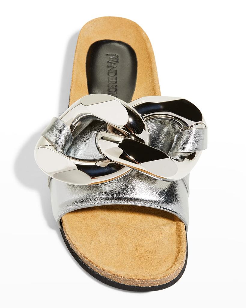 Chunky Leather Chain Slide Sandals商品第5张图片规格展示