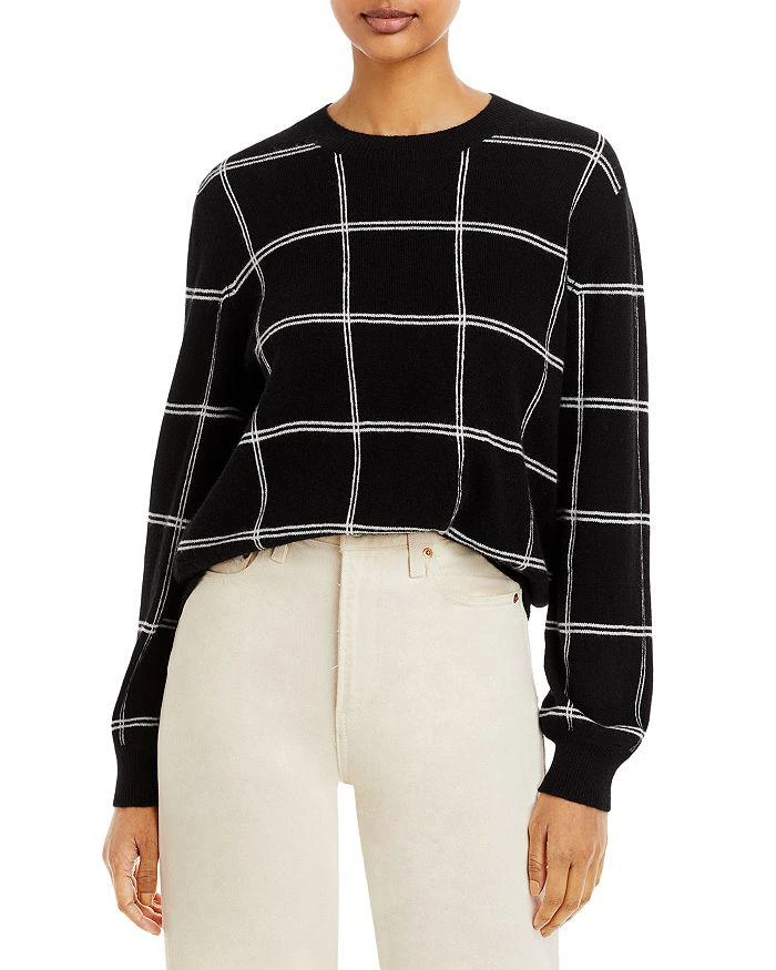 商品AQUA|Windowpane Cashmere Crewneck Sweater - 100% Exclusive,价格¥368,第1张图片