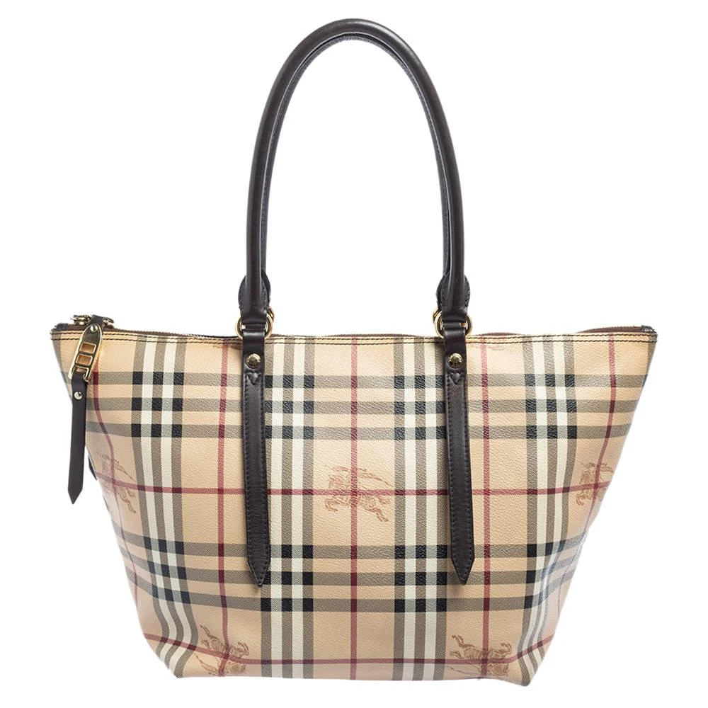 商品[二手商品] Burberry|Burberry Beige/Brown Haymarket Check PVC and Leather Small Salisbury Tote,价格¥2932,第1张图片