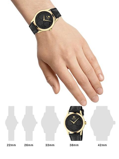 G-Timeless Goldtone Stainless Steel Leather Strap Watch商品第2张图片规格展示