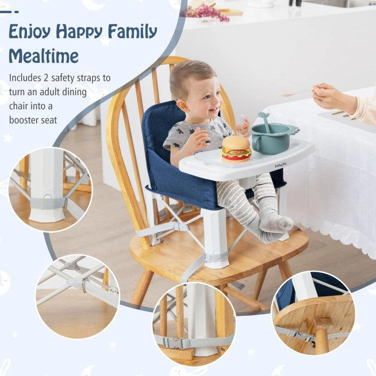 商品Hivvago|Portable Baby Booster Seat with Straps and Double Tray-Blue,价格¥435,第5张图片详细描述