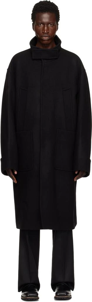 商品Wooyoungmi|Black Wool Blend High Neck Coat,价格¥4850,第1张图片