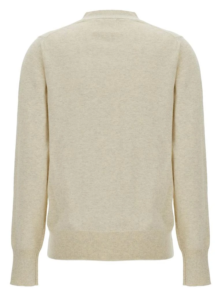 商品ISABEL MARANT ETOILÉ|Beige Cardigan with Contrasting Logo Detail at the Front in Cotton and Wool Blend Woman,价格¥2444,第2张图片详细描述