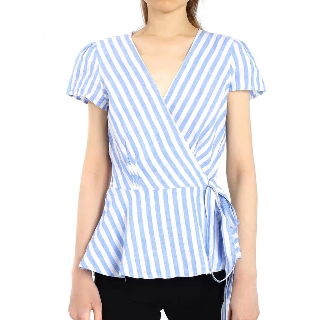 商品Ralph Lauren|Ladies Striped Linen Wrap Blouse,价格¥374,第1张图片