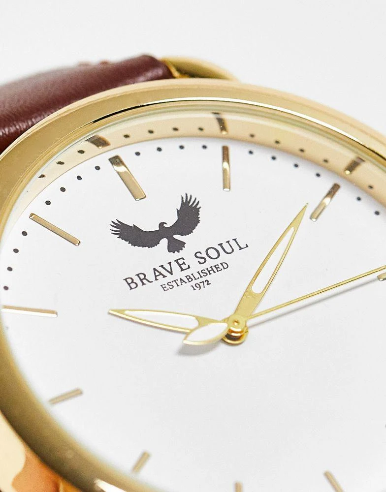 商品Brave Soul|Brave Soul slimline strap watch in tan,价格¥131,第3张图片详细描述