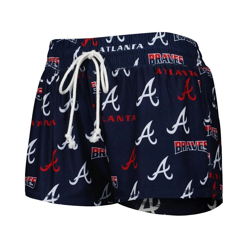 商品Concepts Sport|Women's Navy Atlanta Braves Breakthrough Allover Print Long Sleeve V-Neck T-shirt and Shorts Sleep Set,价格¥247,第4张图片详细描述