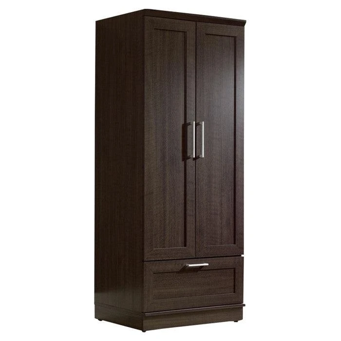 商品QuikFurn|Dark Brown Wood Wardrobe Cabinet Armoire with Garment Rod,价格¥3768,第1张图片