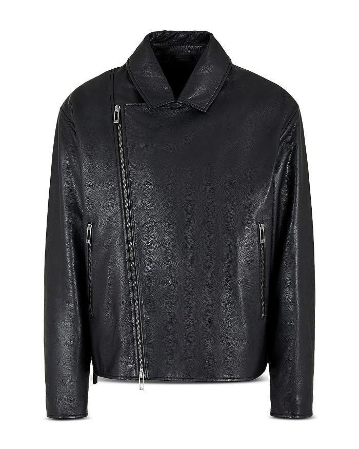 商品Emporio Armani|Asymmetrical Leather Biker Jacket,价格¥7692,第5张图片详细描述