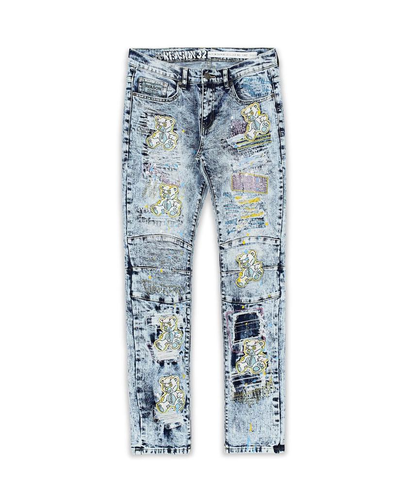 Teddy Bear Multi Patch Light Denim Jeans商品第3张图片规格展示