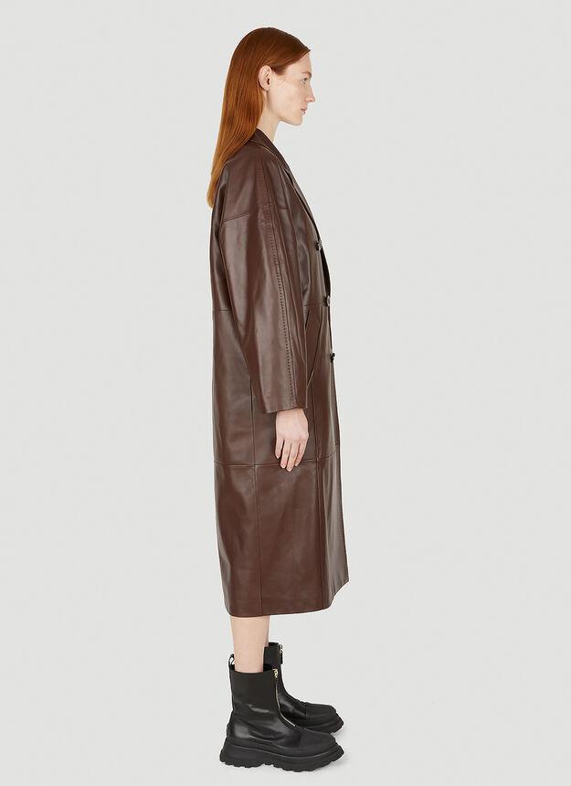 商品Max Mara|Ussuri Leather Trench Coat in Brown,价格¥34399,第5张图片详细描述
