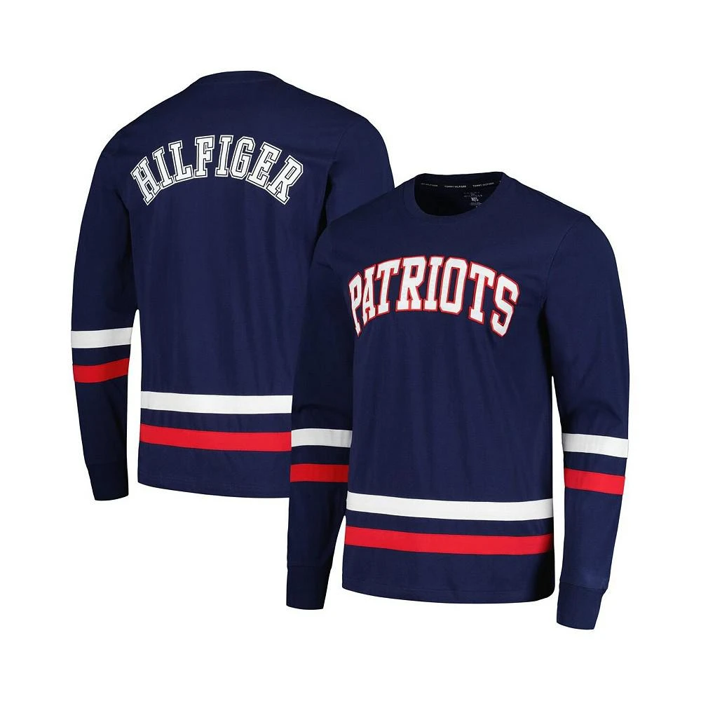 商品Tommy Hilfiger|Men's Navy, Red New England Patriots Nolan Long Sleeve T-shirt,价格¥490,第1张图片