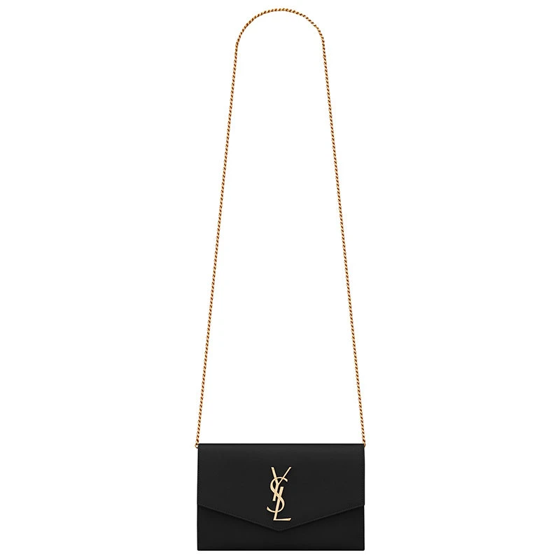 商品Yves Saint Laurent|【预售3-7天】圣罗兰 YSL 23新款 UPTOWN女士黑色粒面压印皮革金属字母标志饰面链条钱包 6077881GF0J1000,价格¥9268,第1张图片