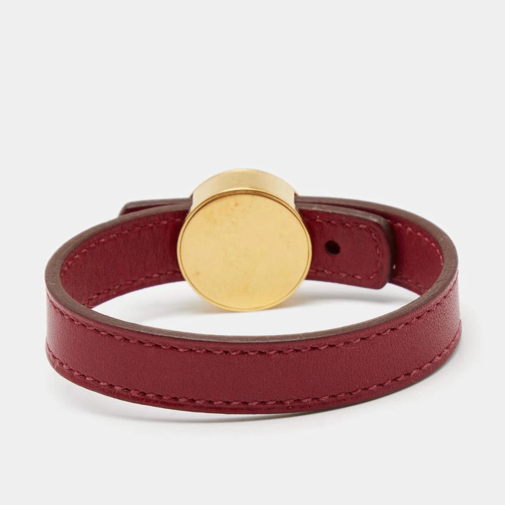 商品[二手商品] Hermes|Hermes Clou de Selle Red Leather Gold Tone Bracelet M,价格¥1211,第2张图片详细描述