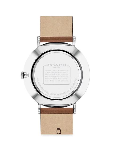 Charles Stainless Steel Leather-Strap Watch商品第4张图片规格展示