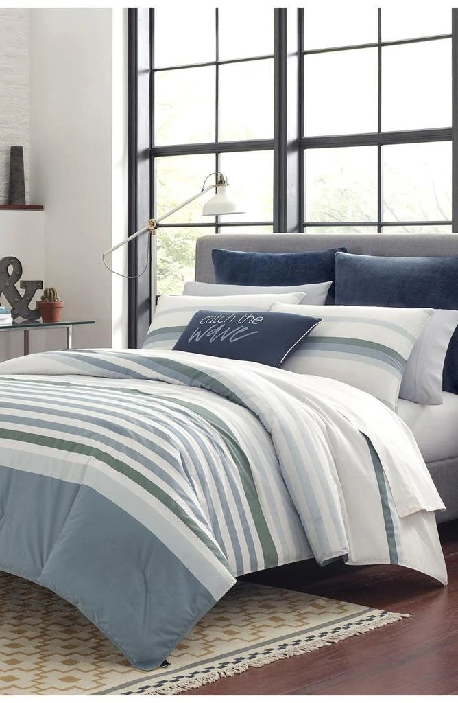 商品Nautica|Lansier Grey Stripe Cotton Comforter Set,价格¥1227,第1张图片