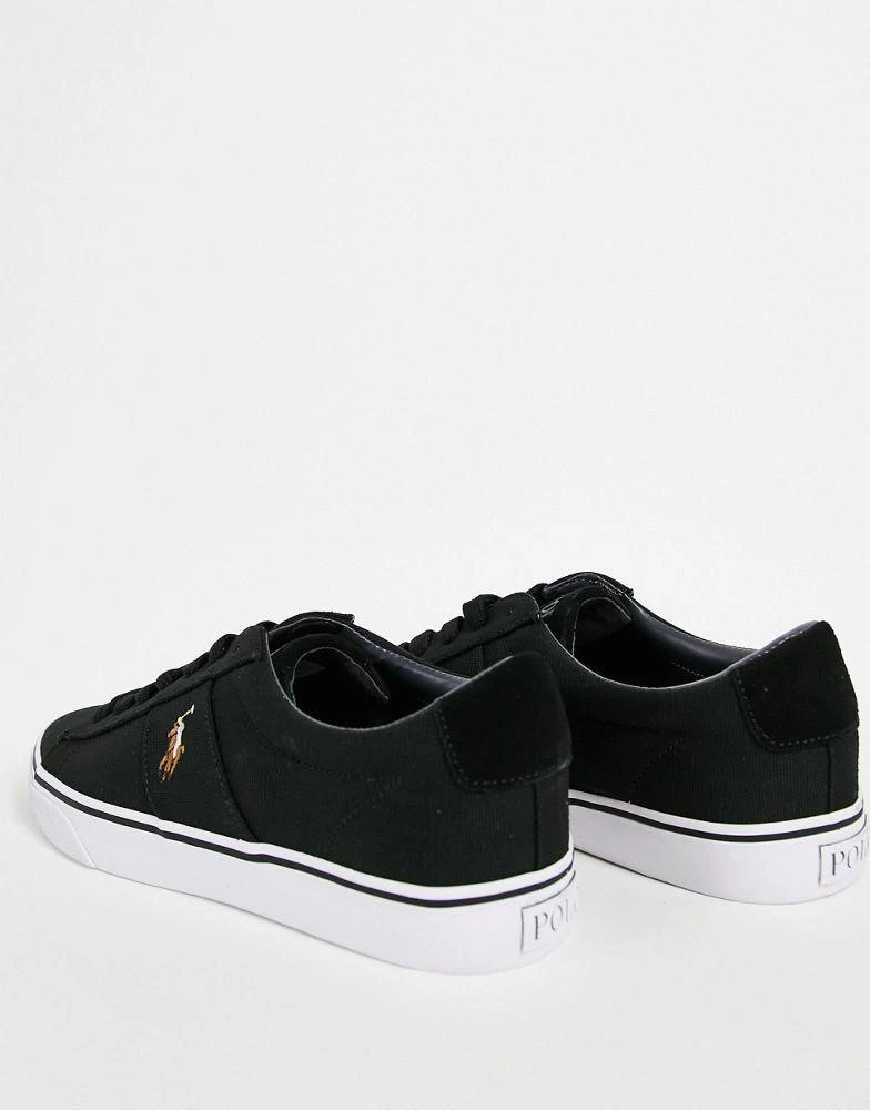 商品Ralph Lauren|Polo Ralph Lauren canvas sayer trainer in black with multi pony logo,价格¥488,第2张图片详细描述