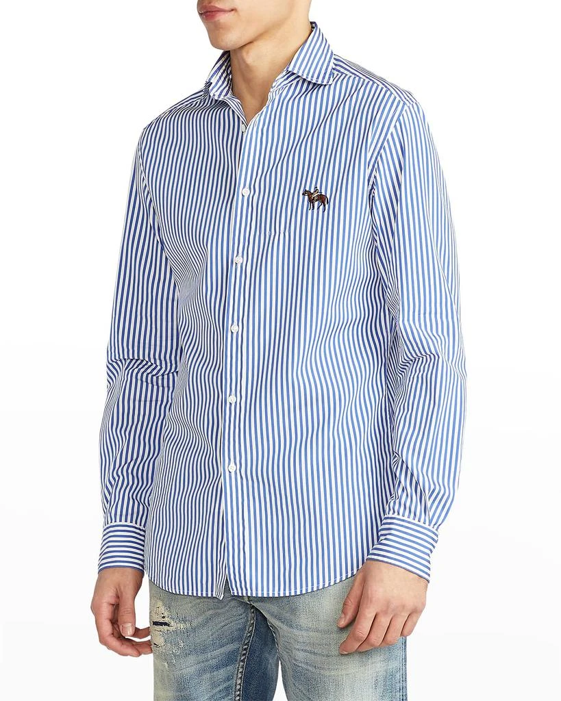 商品Ralph Lauren|Men's Aston Standing Horse Striped Sport Shirt,价格¥3051,第1张图片