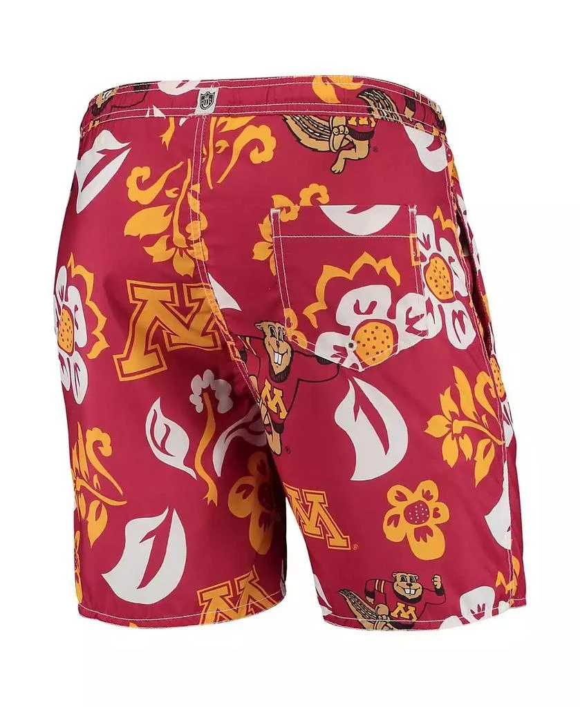 商品Wes & Willy|Men's Maroon Minnesota Golden Gophers Floral Volley Logo Swim Trunks,价格¥470,第2张图片详细描述