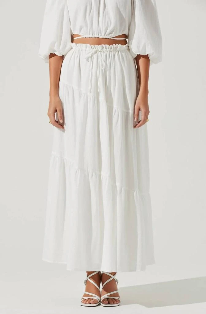 商品ASTR|Balboa Tiered Maxi Skirt in White,价格¥675,第3张图片详细描述