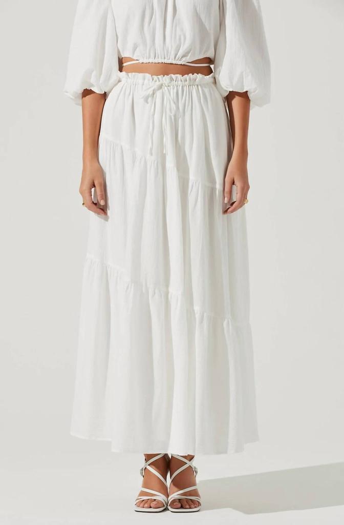 商品ASTR|Balboa Tiered Maxi Skirt in White,价格¥610,第5张图片详细描述