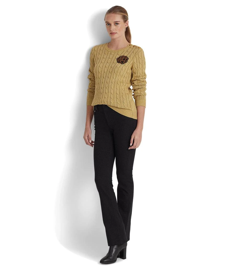 商品Ralph Lauren|Metallic Button-Trim Cable-Knit Sweater,价格¥977,第4张图片详细描述