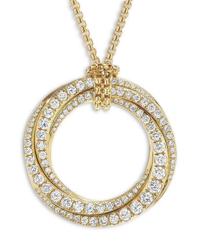 商品David Yurman|Pavé Crossover Pendant Necklace in 18K Yellow Gold with Diamonds, 30mm,价格¥74710,第1张图片详细描述