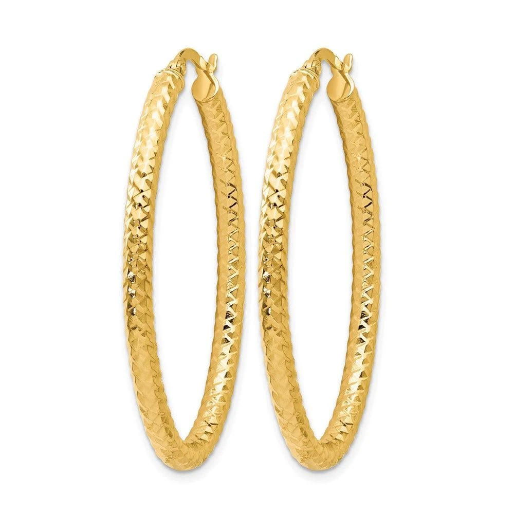 商品Diamond2Deal|14K Yellow Gold Polished and Textured Hoop Earrings 42mm,价格¥4130,第2张图片详细描述