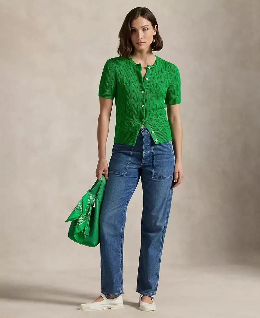 商品Ralph Lauren|Women's Cable-Knit Cotton Short-Sleeve Cardigan,价格¥928,第4张图片详细描述