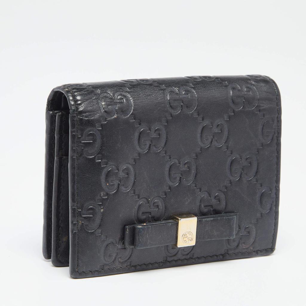 Gucci Black Guccissima Leather Bow Flap Card Case商品第3张图片规格展示